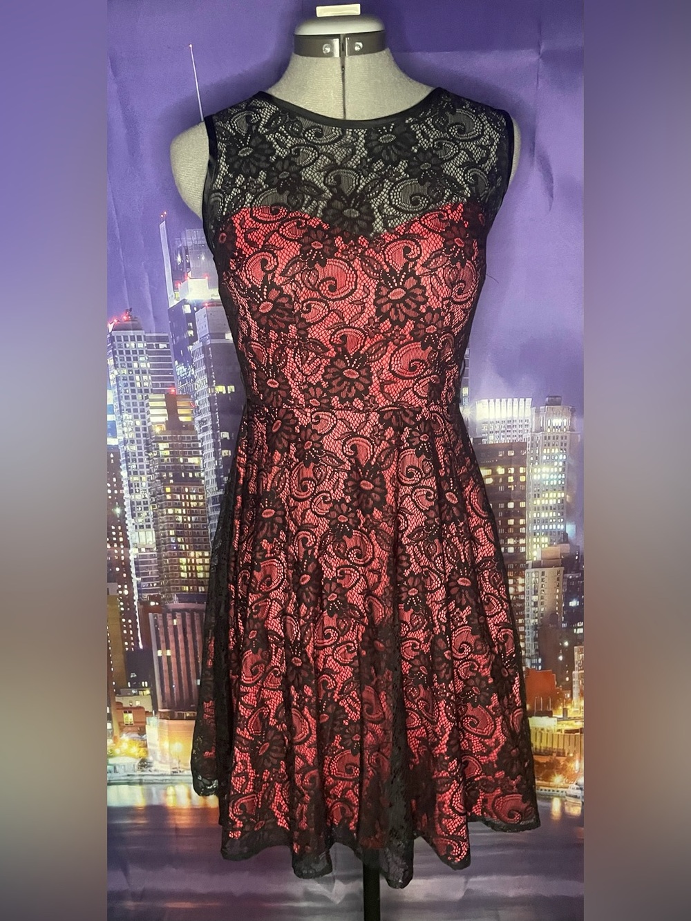 Black Pink Lace Dress